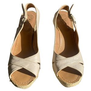 Vince Camuto Cream Estera Leather Wedge Heels
